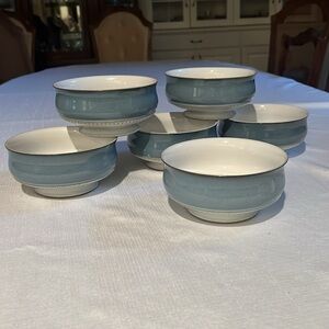 DENBY CASTILE BLUE Set Of Six footed bowls Very Good Condition!!